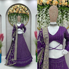 Load image into Gallery viewer, Purple Georgette Semi Stitched Lehenga Choli
