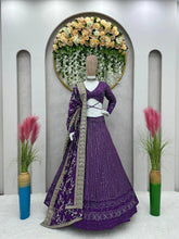 Load image into Gallery viewer, Purple Georgette Semi Stitched Lehenga Choli
