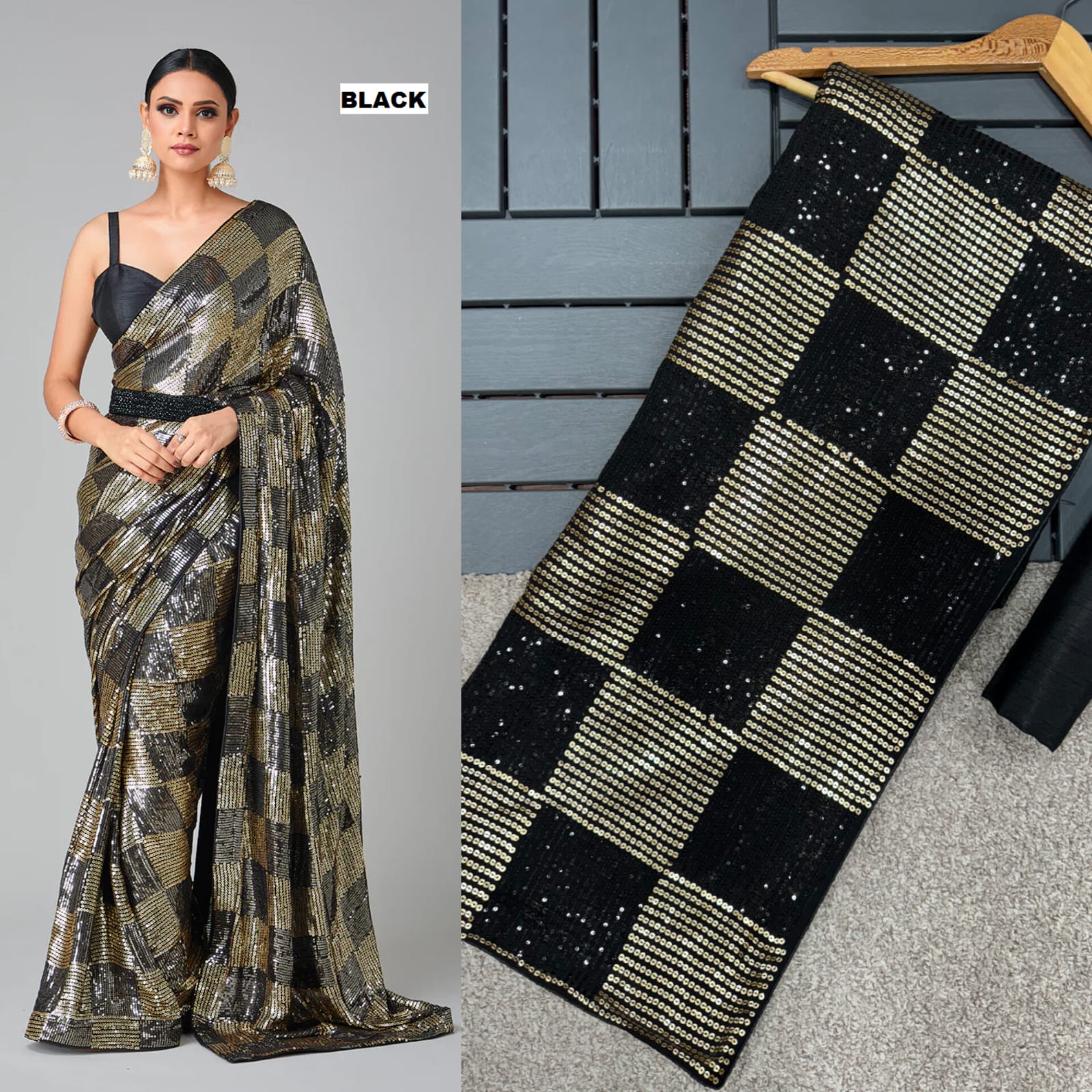Classic Heavy Georgette Full Sequence Embroidered Work Saree Blouse