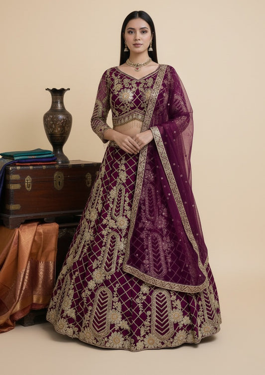 Wedding Wear Soft Net Codding & Sequins Work Semi Stitched Lehenga Choli