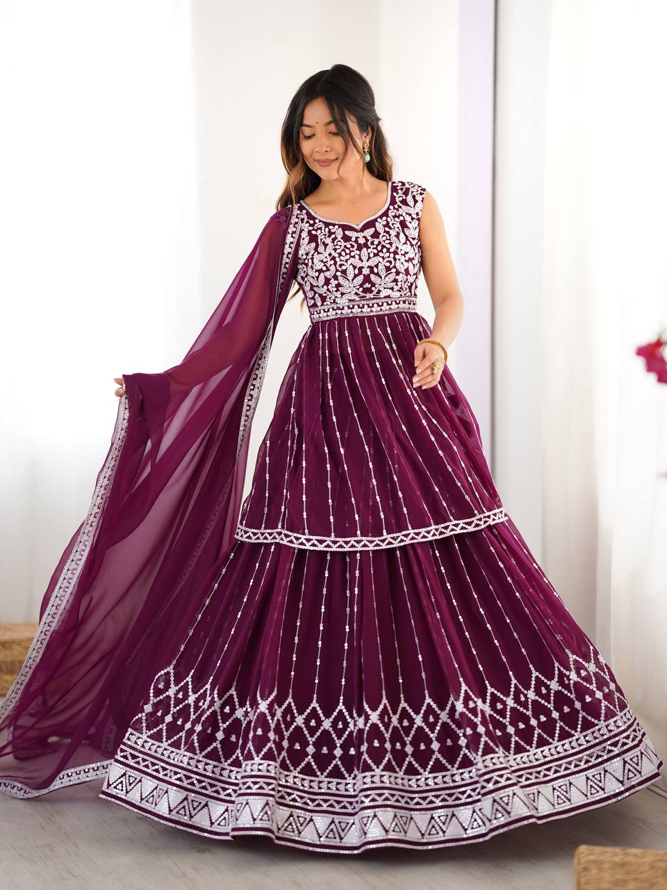 Letest Designer Foux Georgette Lehenga Top Full Stiched