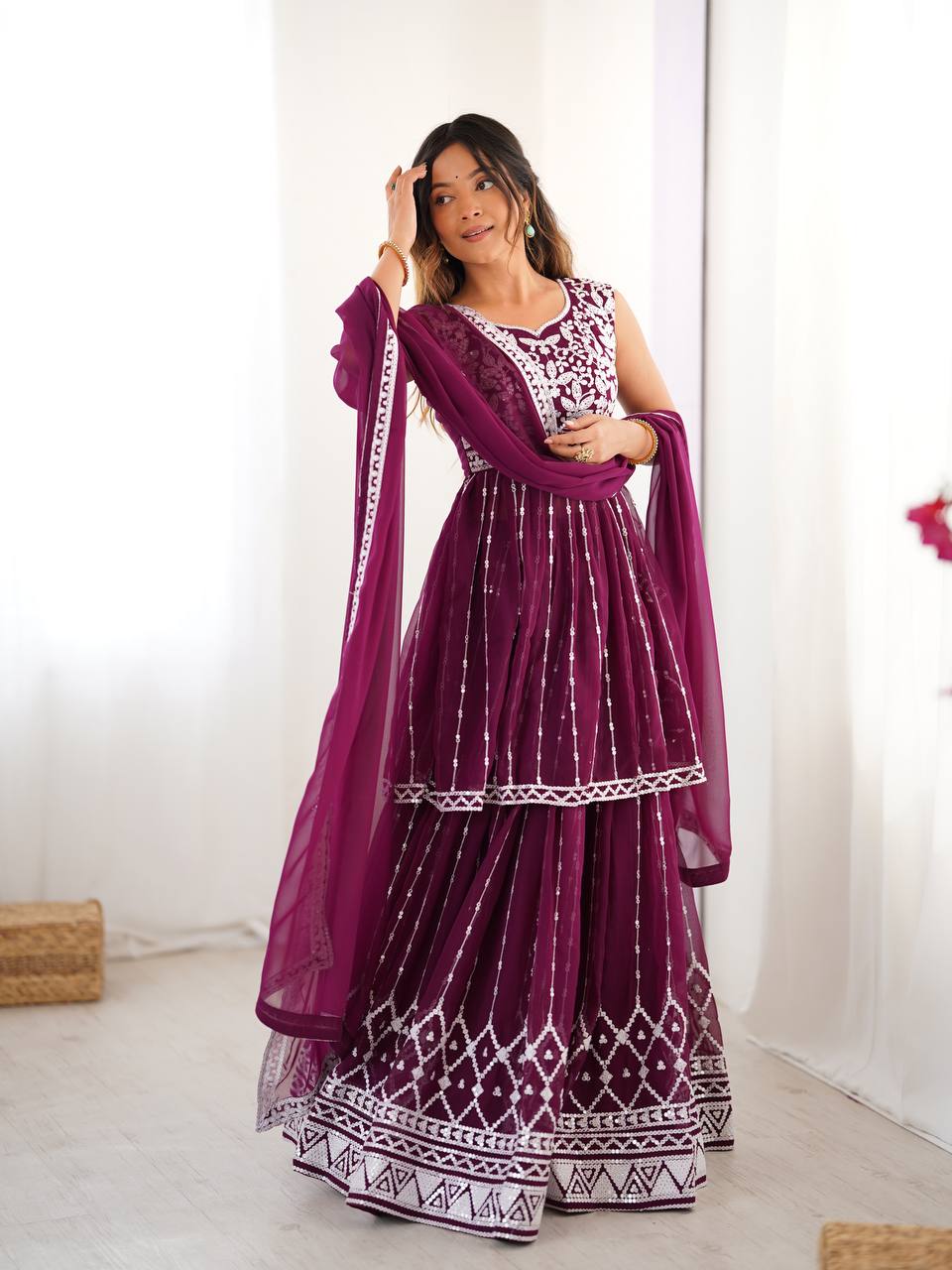 Letest Designer Foux Georgette Lehenga Top Full Stiched