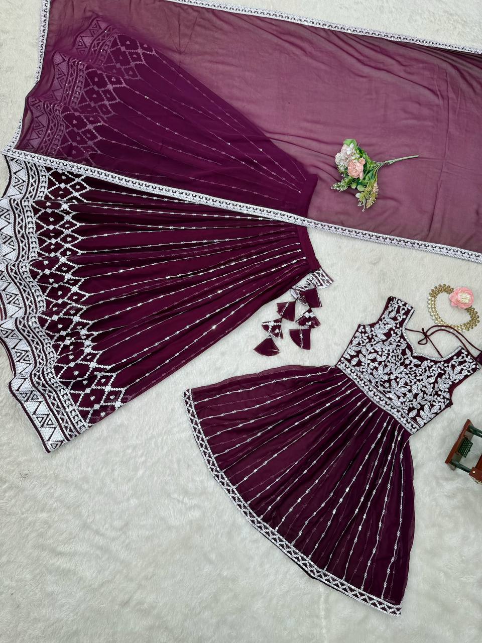 Letest Designer Foux Georgette Lehenga Top Full Stiched