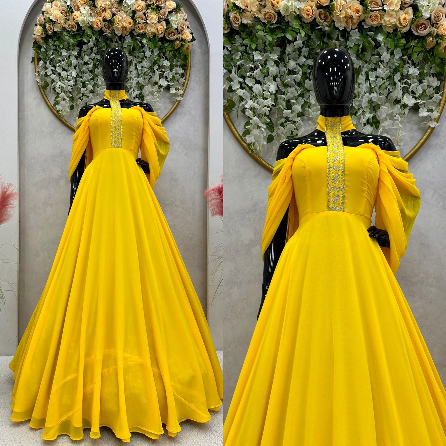 Haldi Special Georgette Ready to Wear Gown