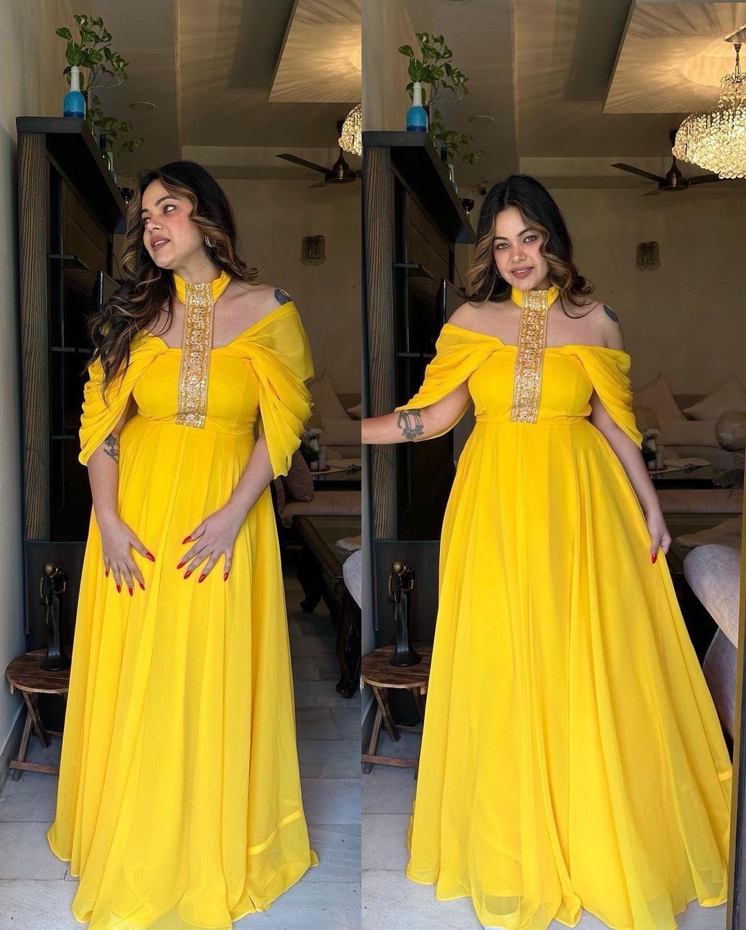 Haldi Special Georgette Ready to Wear Gown