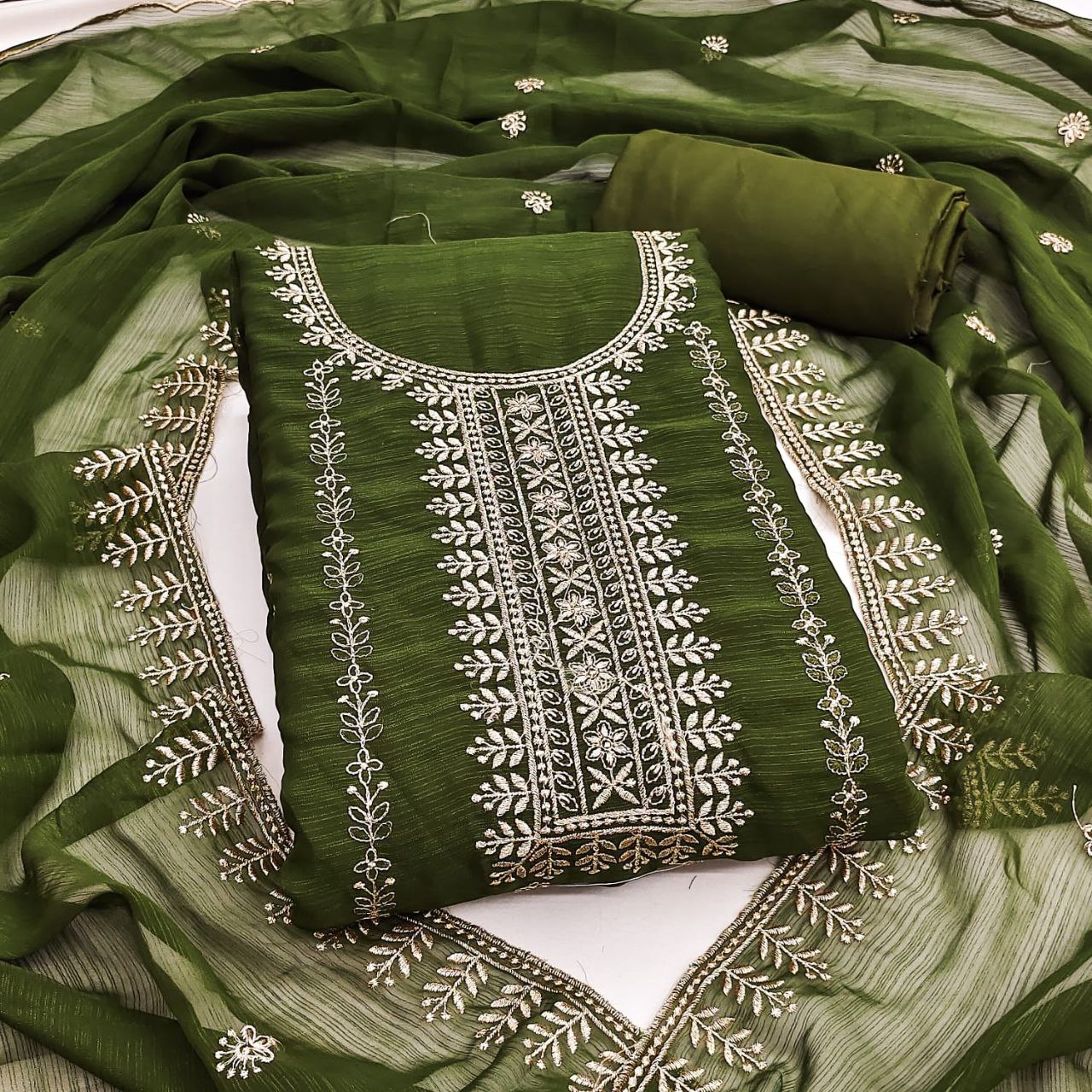 Party Wear Embroidary Work Soft Silk Febric Dress Material