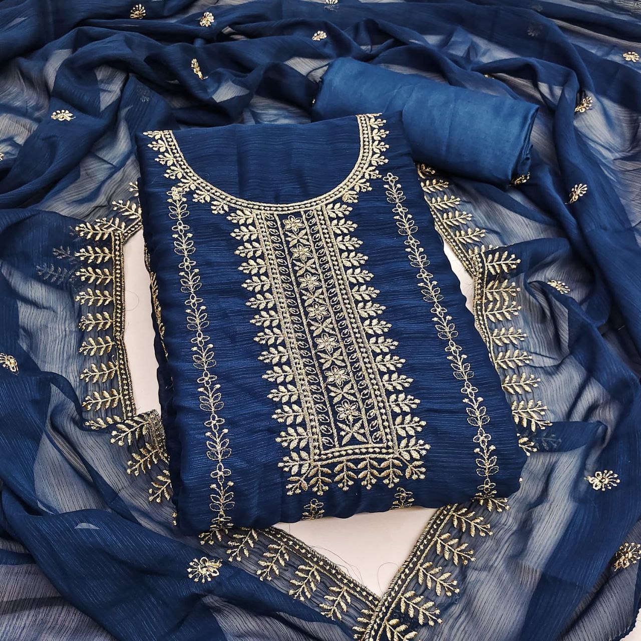 Party Wear Embroidary Work Soft Silk Febric Dress Material