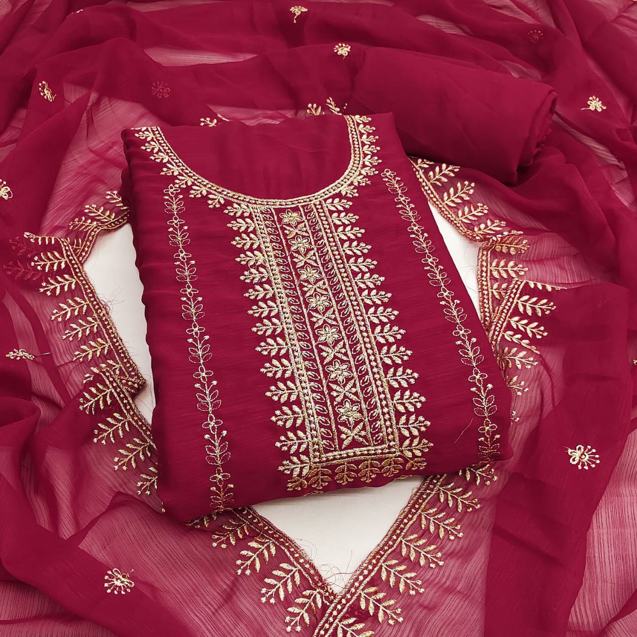 Party Wear Embroidary Work Soft Silk Febric Dress Material
