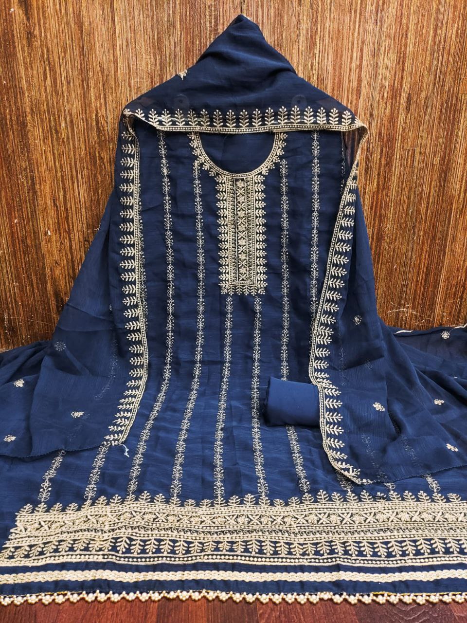 Party Wear Embroidary Work Soft Silk Febric Dress Material