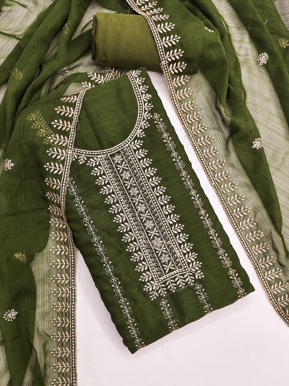 Party Wear Embroidary Work Soft Silk Febric Dress Material
