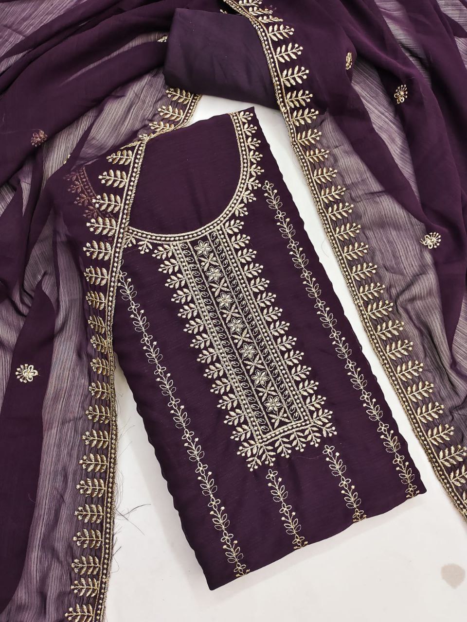 Party Wear Embroidary Work Soft Silk Febric Dress Material