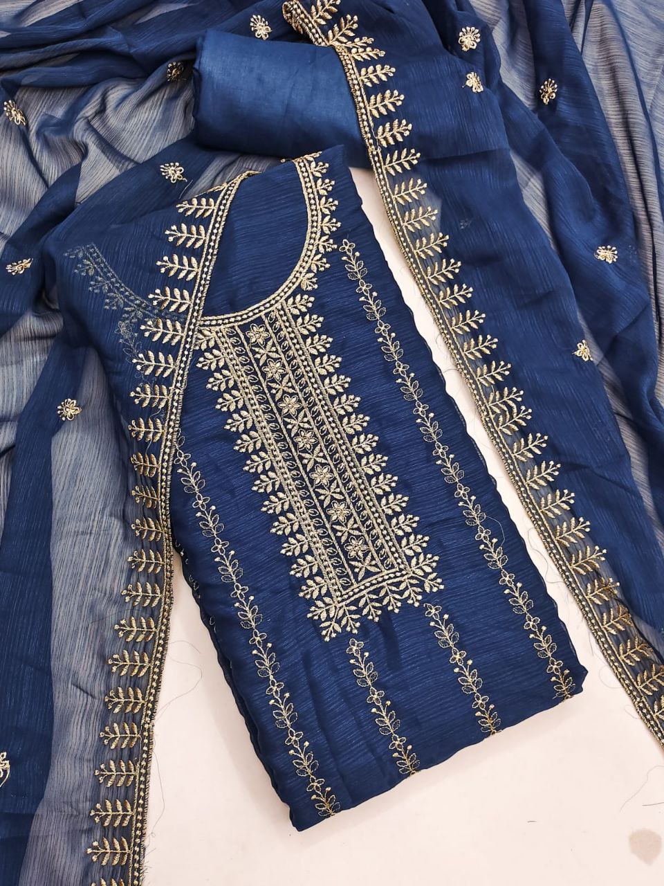 Party Wear Embroidary Work Soft Silk Febric Dress Material