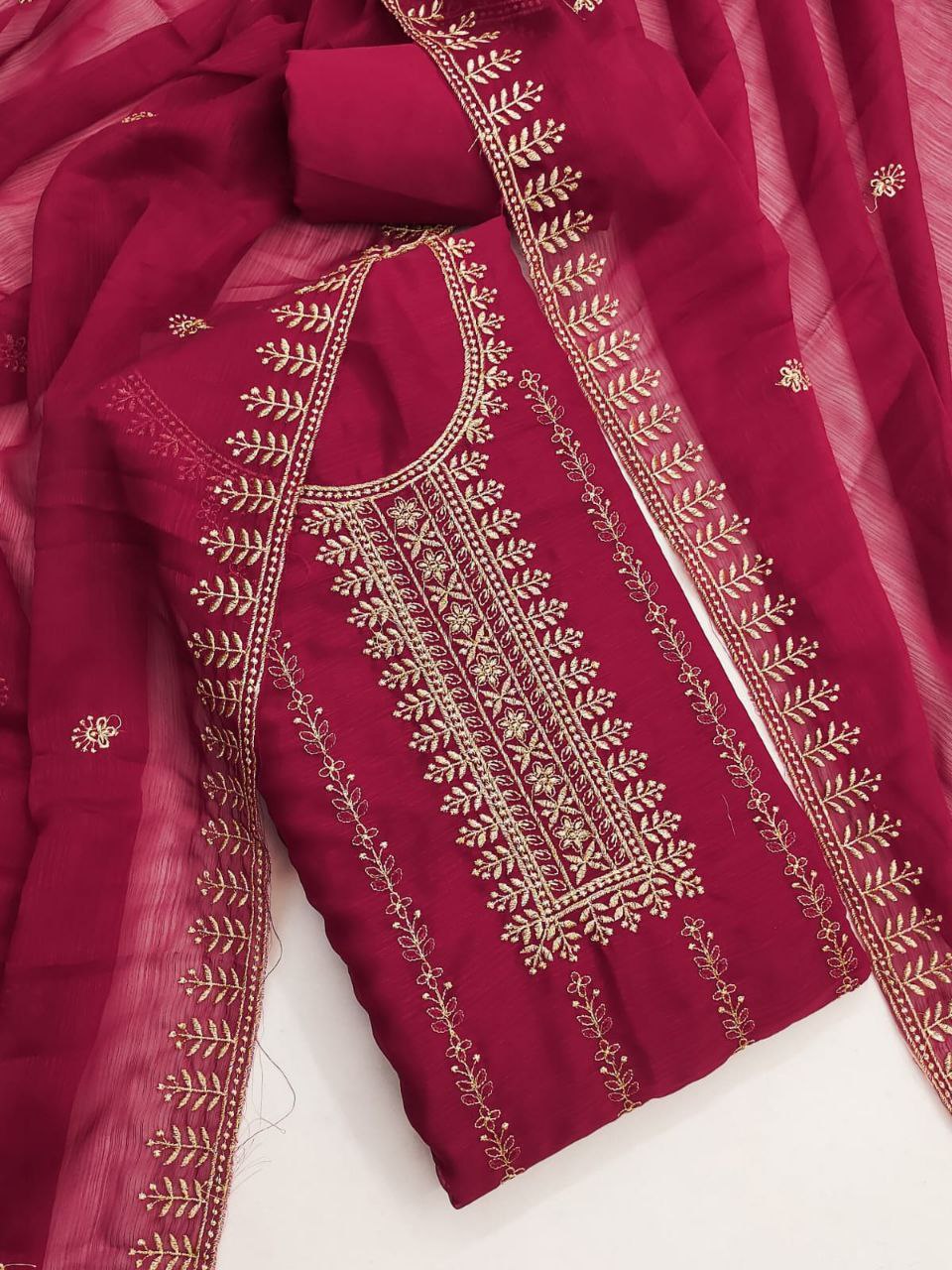 Party Wear Embroidary Work Soft Silk Febric Dress Material