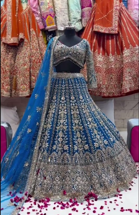 Royal Blue Georgette Heavy Coding Work Lehenga Choli