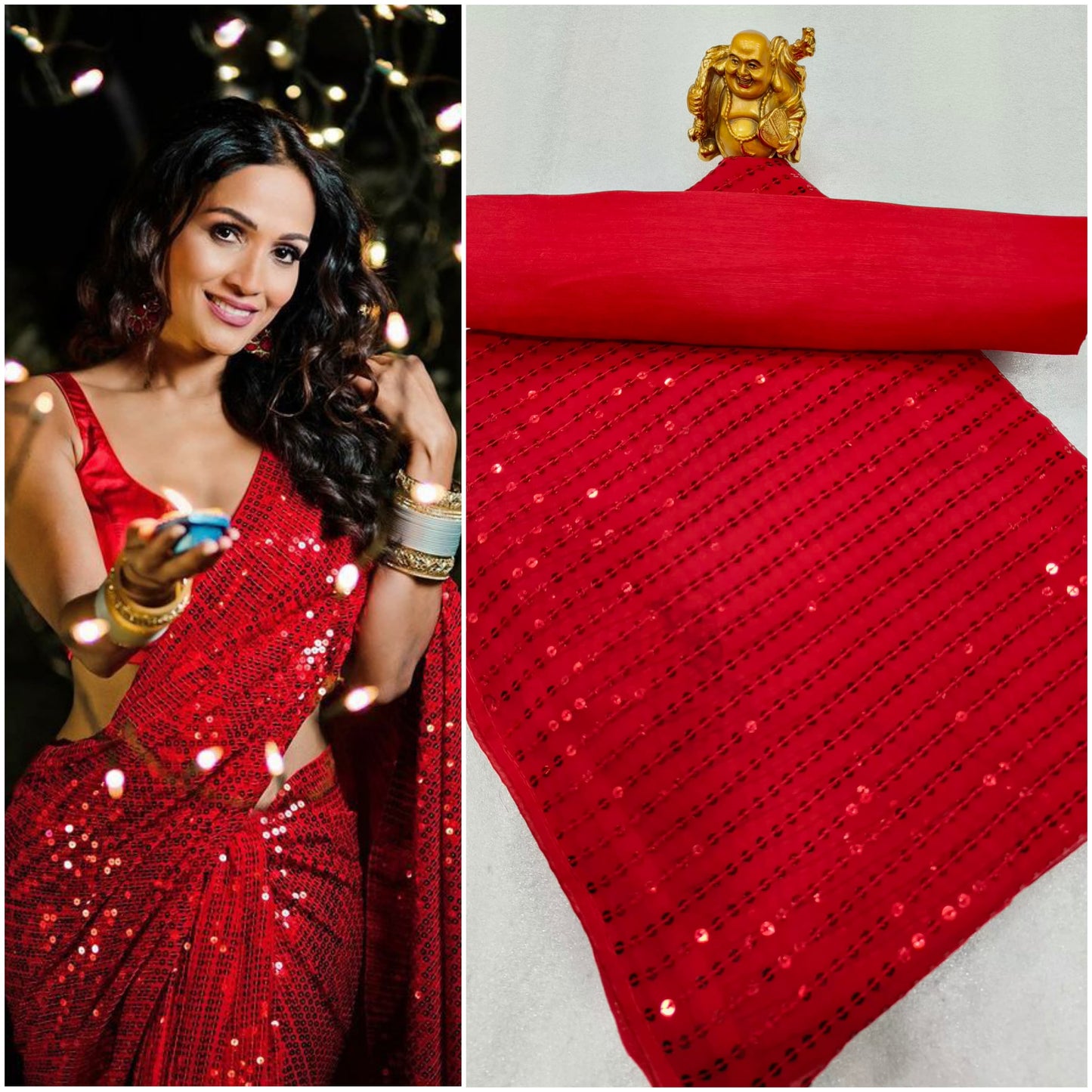 Attractive Bling Sequence Design Multiple Party Wear Saree