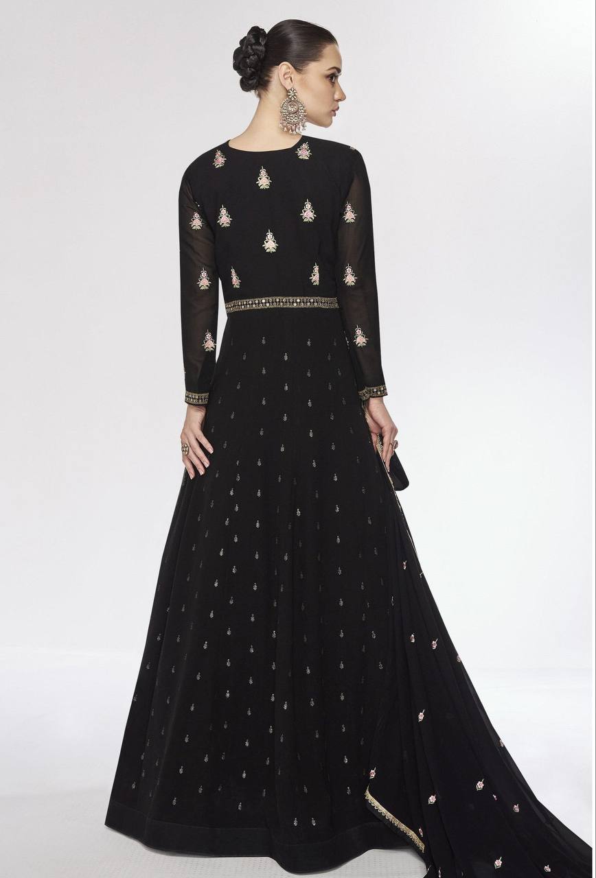 Black Color Georgette Jacket Style Stiched Suit