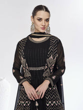 Load image into Gallery viewer, Black Color Georgette Jacket Style Stiched Suit
