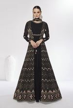 Load image into Gallery viewer, Black Color Georgette Jacket Style Stiched Suit
