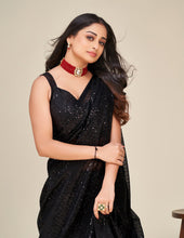 Load image into Gallery viewer, Black Georgette Sequence Work Party Wear Saree Blouse
