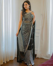 Load image into Gallery viewer, Black Color Georgette Embroidered Party Wear Saree
