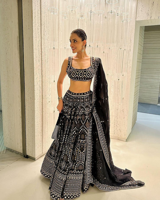 Black Georgette Sequence Work Lehenga Choli