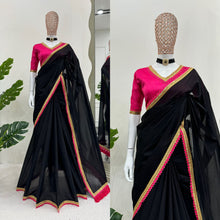 Load image into Gallery viewer, Beautiful Mul Cotton Stuff Fancy Lace With Heavy Latkan Pallu Saree
