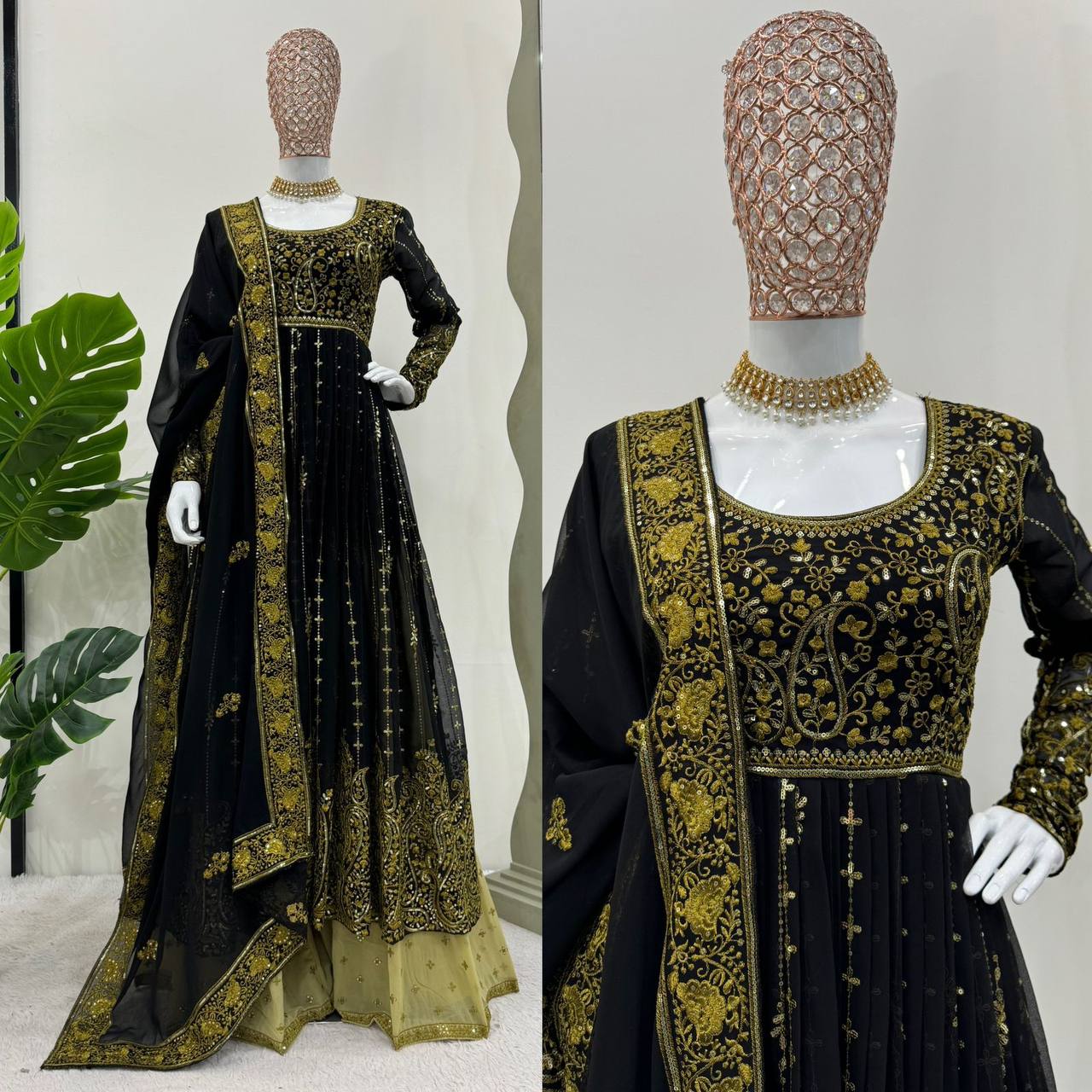Black Color Ready to wear Georgette Plazzo Suit