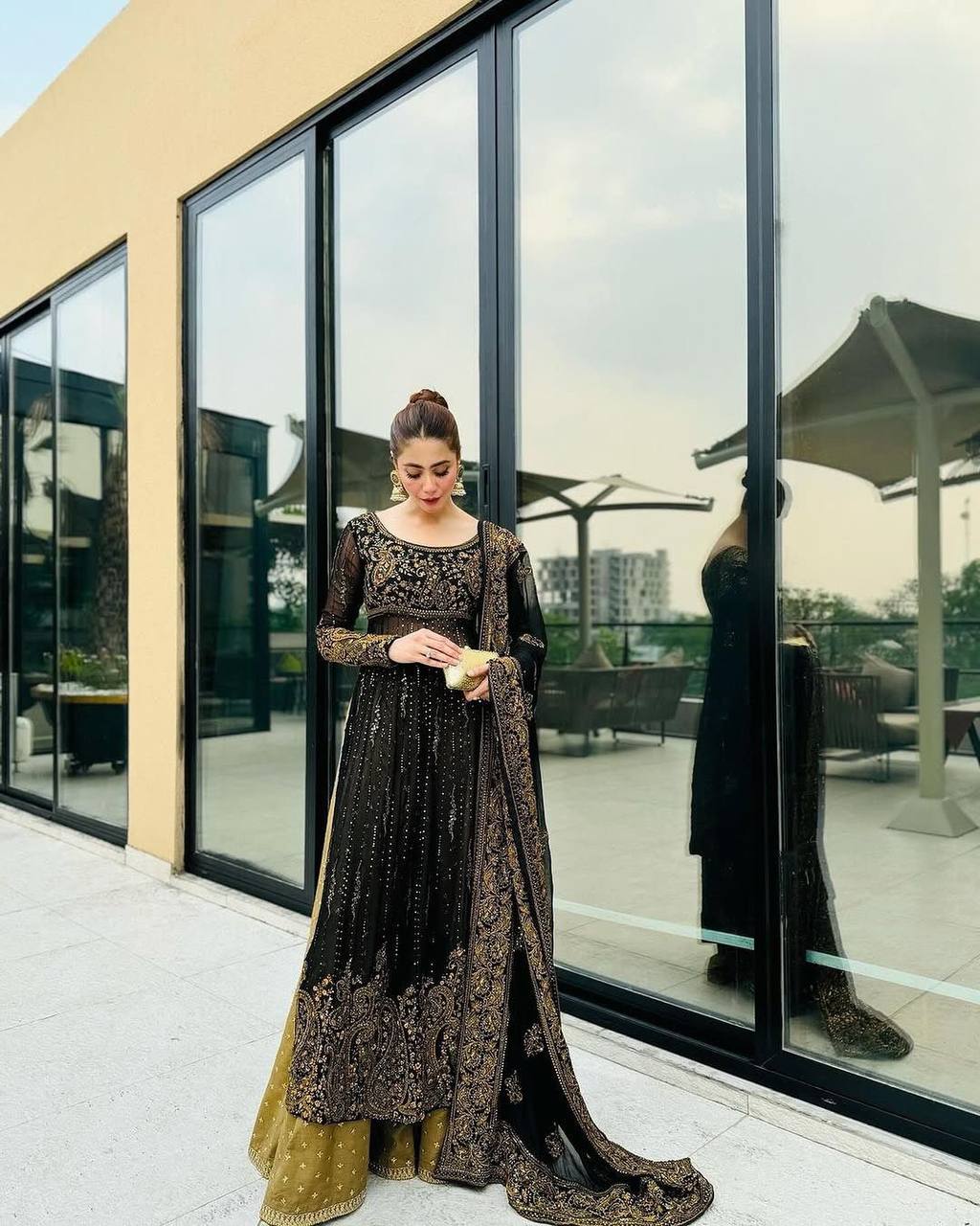 Black Color Ready to wear Georgette Plazzo Suit