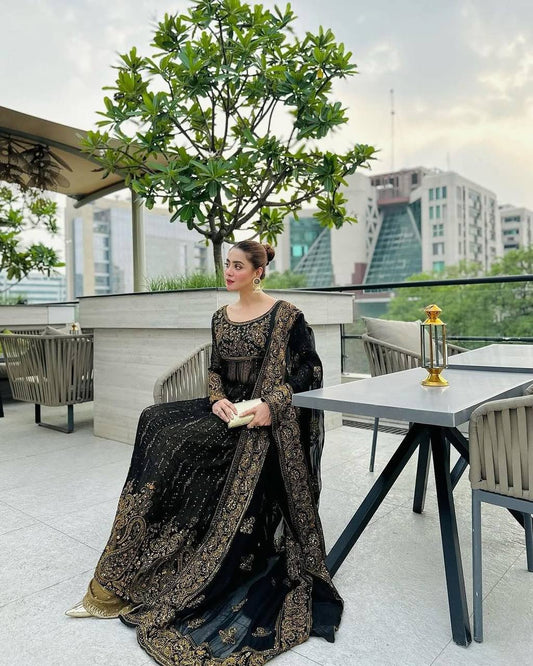 Black Color Ready to wear Georgette Plazzo Suit