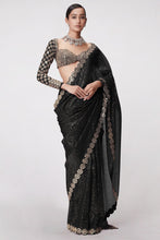 Load image into Gallery viewer, Black Real Mirror Work Viral Saree
