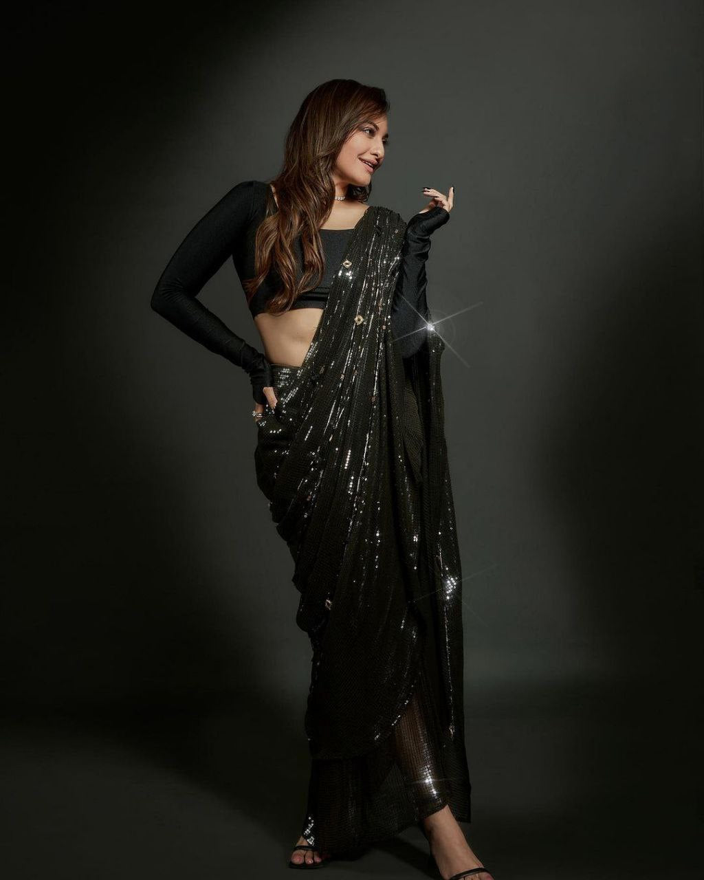 Black Sequence Work Saree