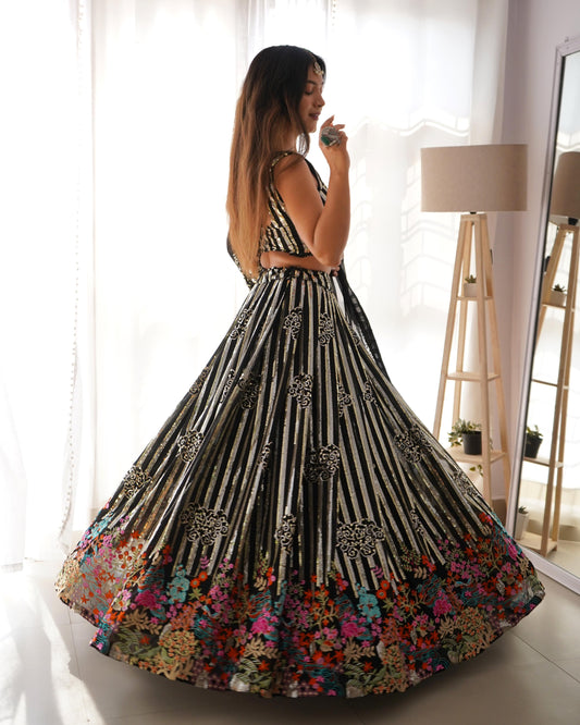 Black Color Georgette Full Sequence Work Lehenga Choli