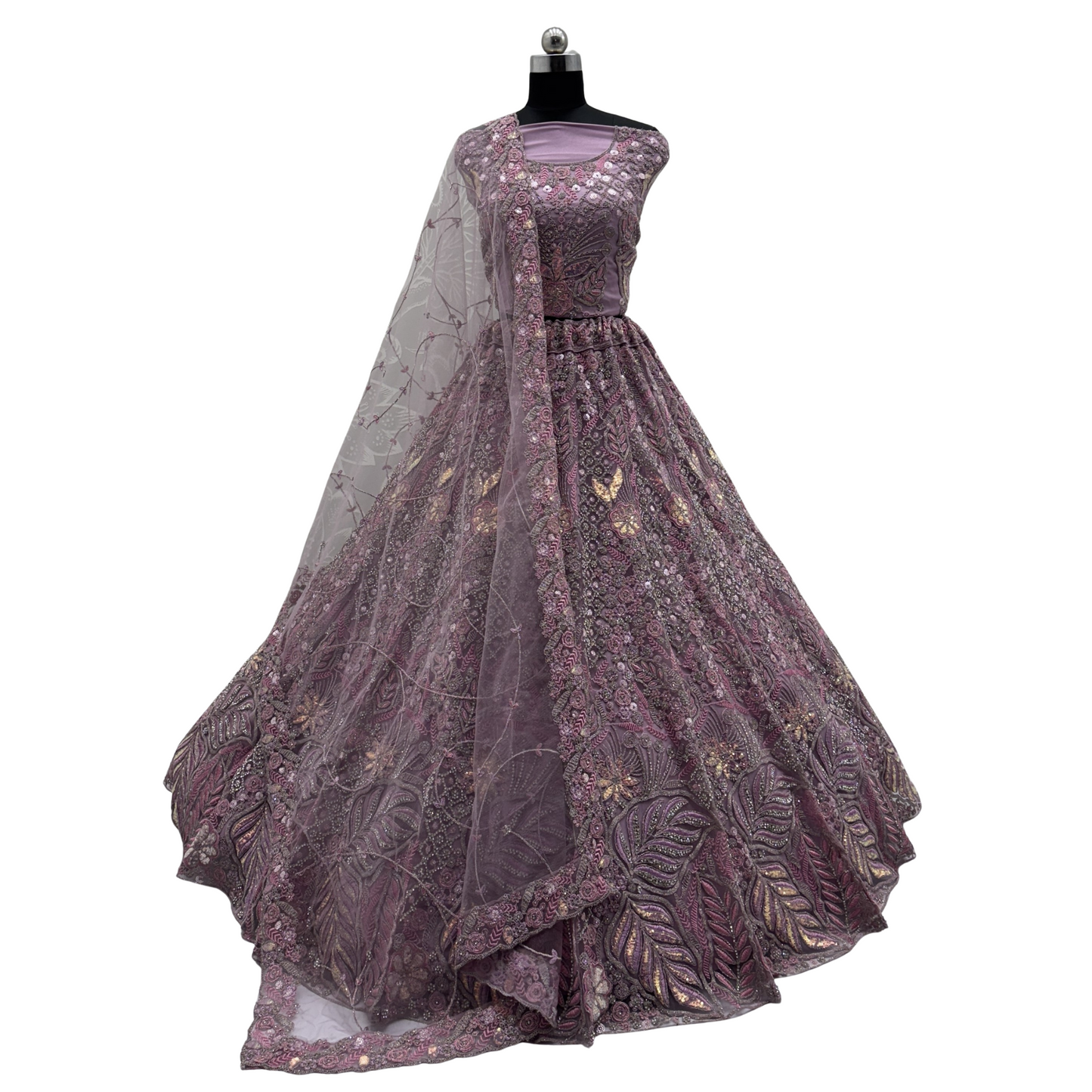 Onion Color Soft Net Bridal Wear Lehenga Choli