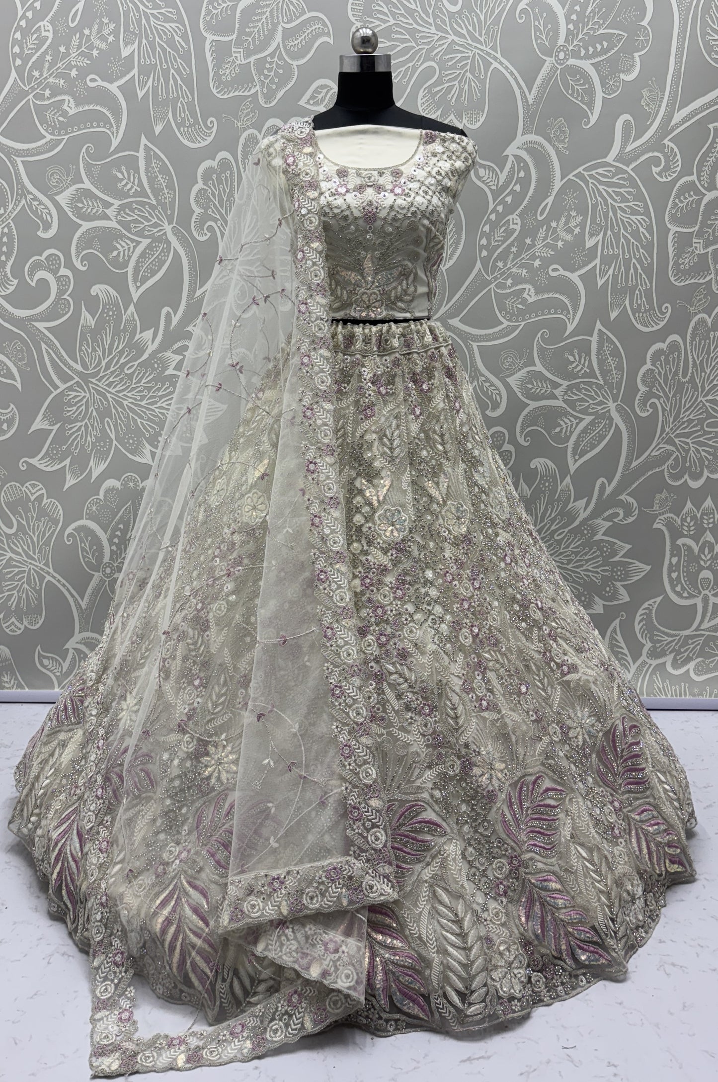 Onion Color Soft Net Bridal Wear Lehenga Choli