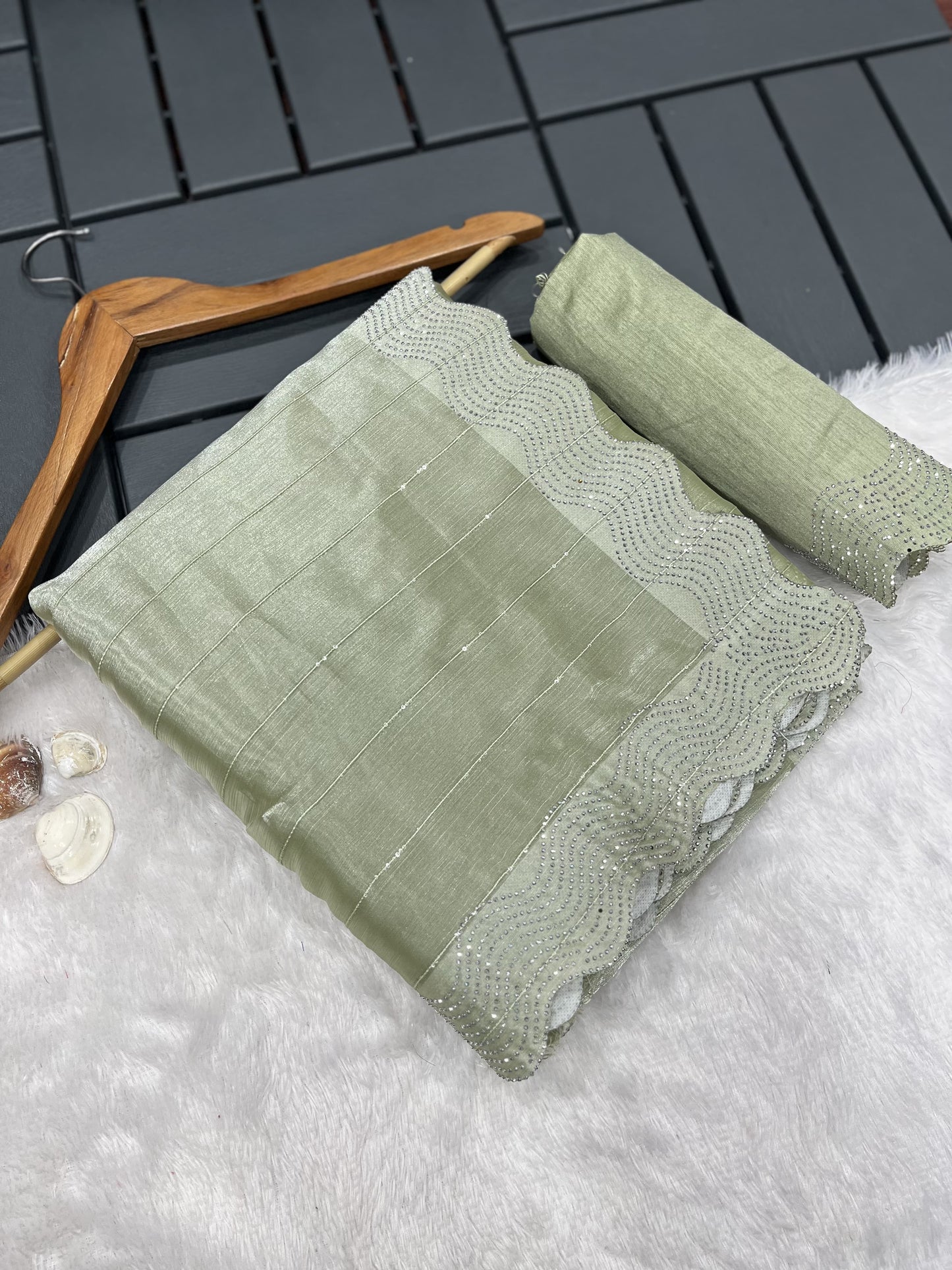 Burbary Silk Base : Swaroski Diamond Work Saree