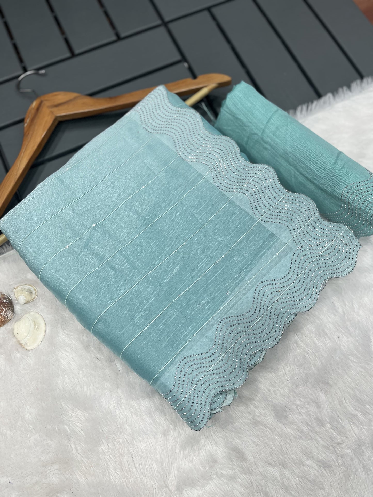 Burbary Silk Base : Swaroski Diamond Work Saree