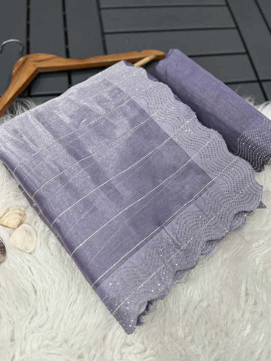 Burbary Silk Base : Swaroski Diamond Work Saree