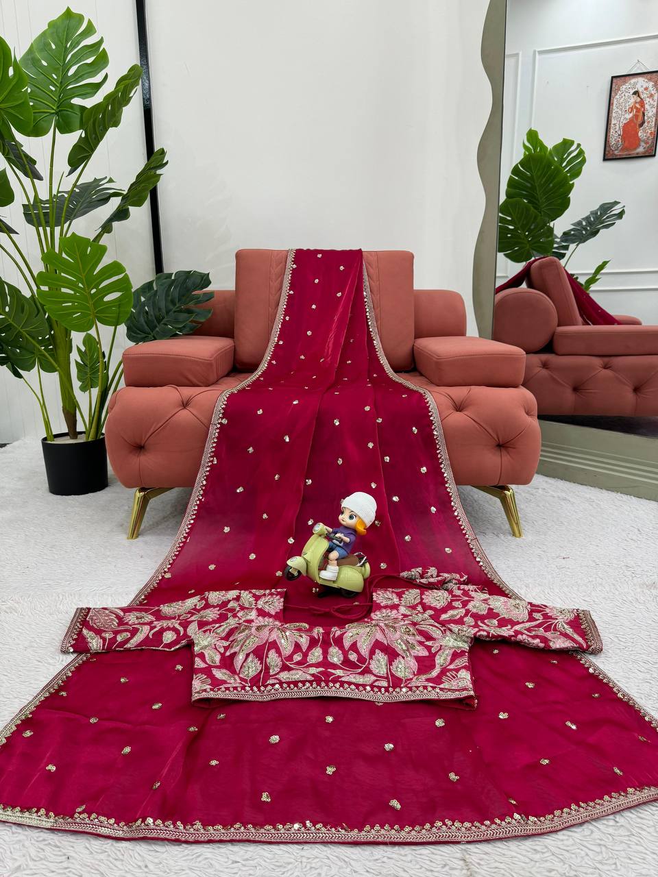 Wedding Wear Plain Silk Designer Saree with Jacquard Blouse