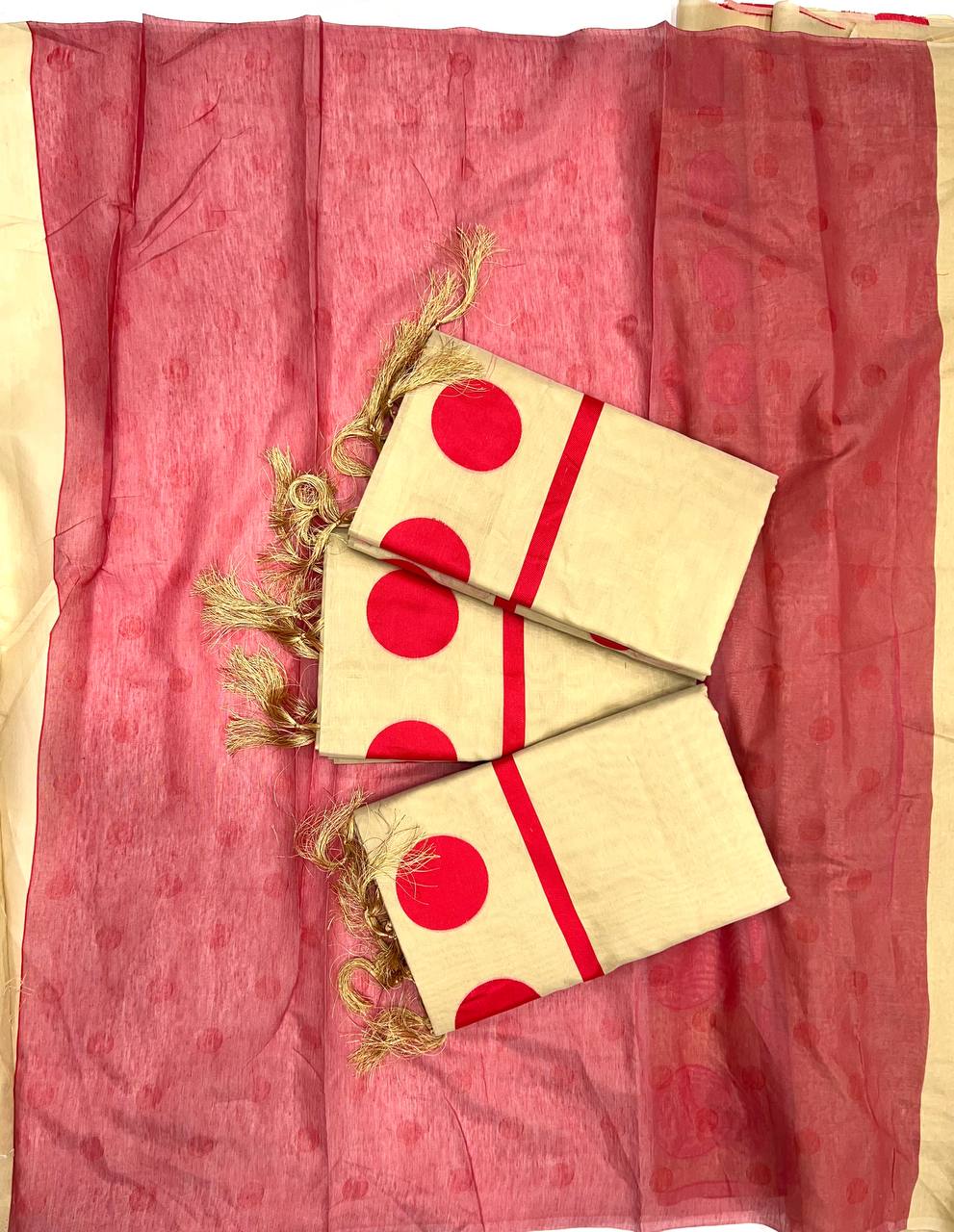 Amazing Soft Lilan Slab Jacquard Weaving Cotton Saree
