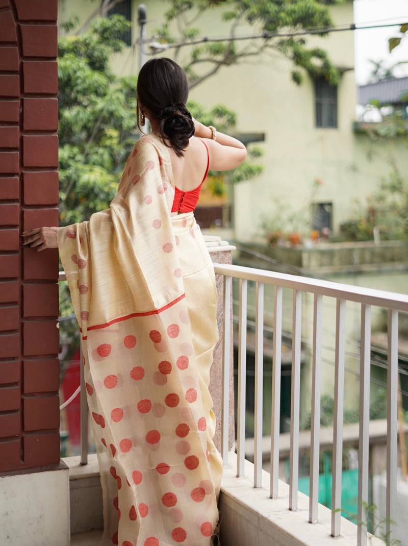 Amazing Soft Lilan Slab Jacquard Weaving Cotton Saree