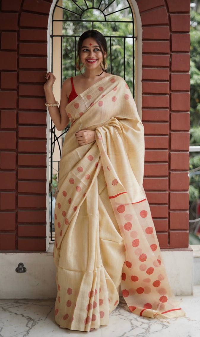 Amazing Soft Lilan Slab Jacquard Weaving Cotton Saree