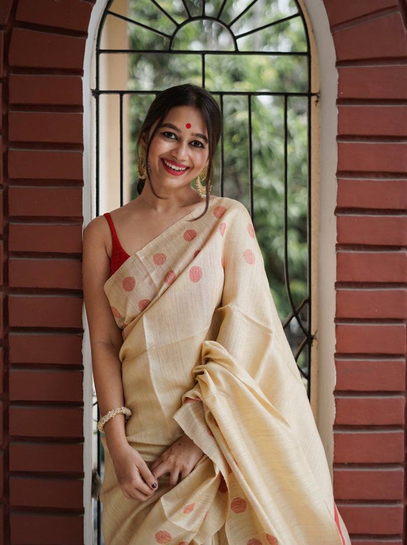 Amazing Soft Lilan Slab Jacquard Weaving Cotton Saree