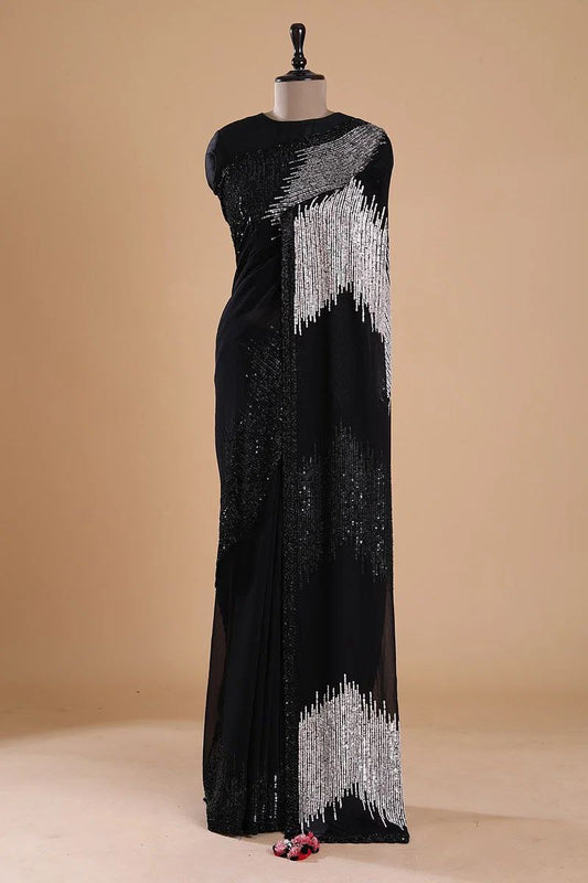 Fancy Sequence Work Function Wear Georgette Saree