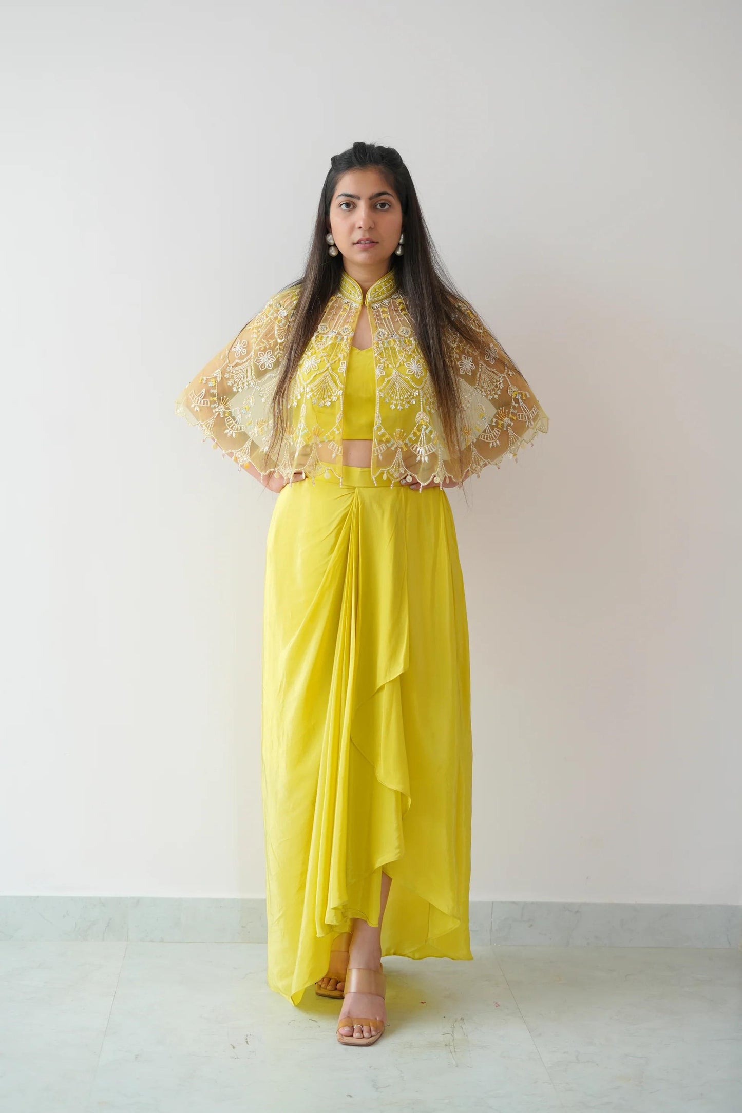 Mehndi Haldi Special Indo Western Koti Style Dhoti Kurta Set