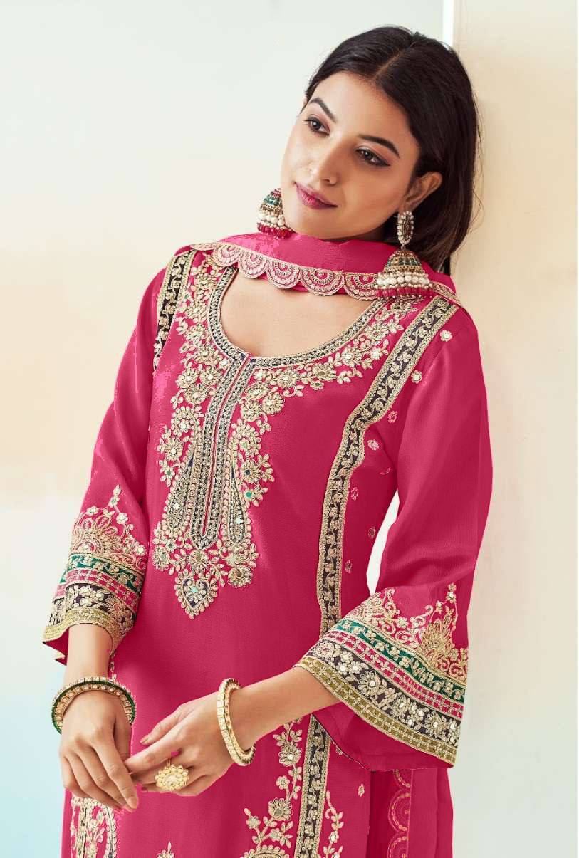 Pink Color Long Embroidered Ready to Wear Suit Design