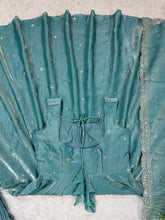 Load image into Gallery viewer, Fully Stitched Fandy Silk Gown With Pant Dupatta Set
