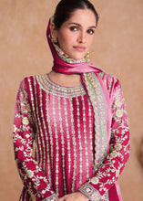 Load image into Gallery viewer, Amazing Dual Color Silk Base Full Stitched Sharara Suit
