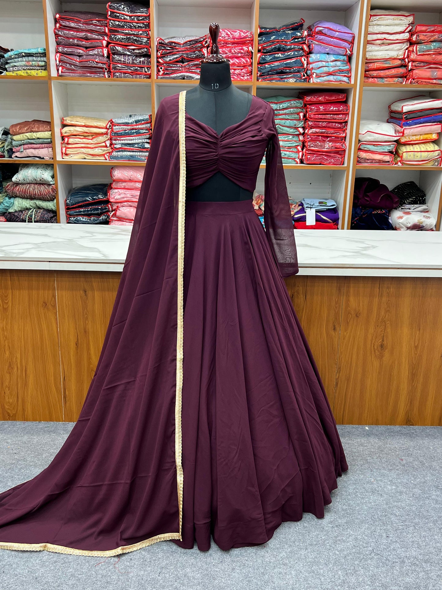 Wedding Wear Satin Banglori Silk Embroidered Semi Stitched Lehenga Choli