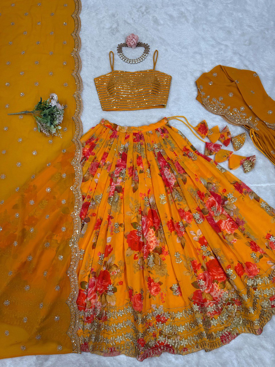 Wedding Wear Georgette Printed Lehenga Choli