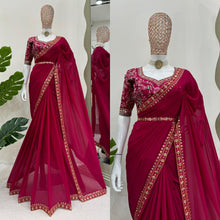 Load image into Gallery viewer, Rani Pink Georgette Heavy Blouse Work Saree Blouse
